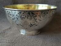 Silver niello gilt Russia Caucasus silver bowl cup tas