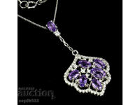FABULOUS SILVER NECKLACE WITH NATURAL AMETHYSTS AND ZIRCONIA