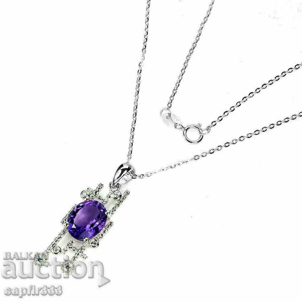 ROYAL SILVER NECKLACE WITH NATURAL AMETHYST AND ZIRCONIA with price 128.00 BGN | € 65.45 ROYAL SILVER NECKLACE WITH NATURAL AMETHYST AND ZIRCONIA with price 128.00 BGN | € 65.45