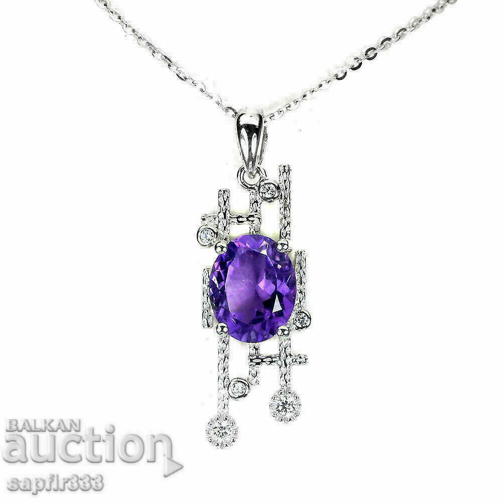 ROYAL SILVER NECKLACE WITH NATURAL AMETHYST AND ZIRCONIA