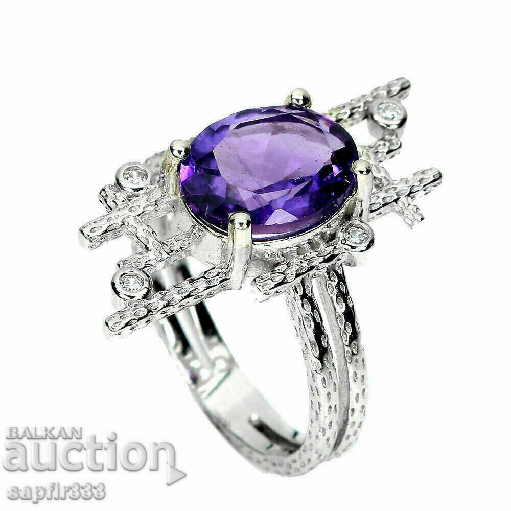 ROYAL SILVER RING WITH NATURAL AMETHYST AND ZIRCONIA with price 125.00 BGN | € 63.91 ROYAL SILVER RING WITH NATURAL AMETHYST AND ZIRCONIA with price 125.00 BGN | € 63.91