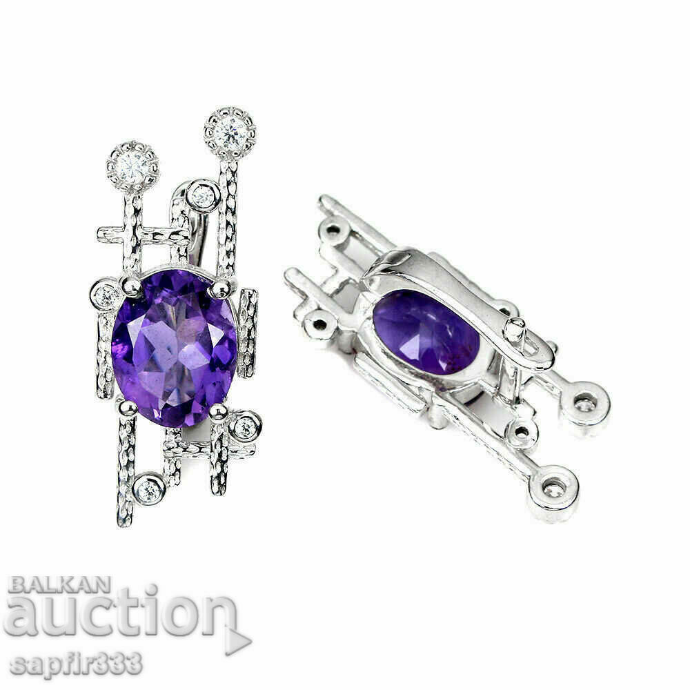 ROYAL SILVER EARRINGS WITH NATURAL AMETHYSTS AND ZIRCONIA with price 174.00 BGN | € 88.96 ROYAL SILVER EARRINGS WITH NATURAL AMETHYSTS AND ZIRCONIA with price 174.00 BGN | € 88.96