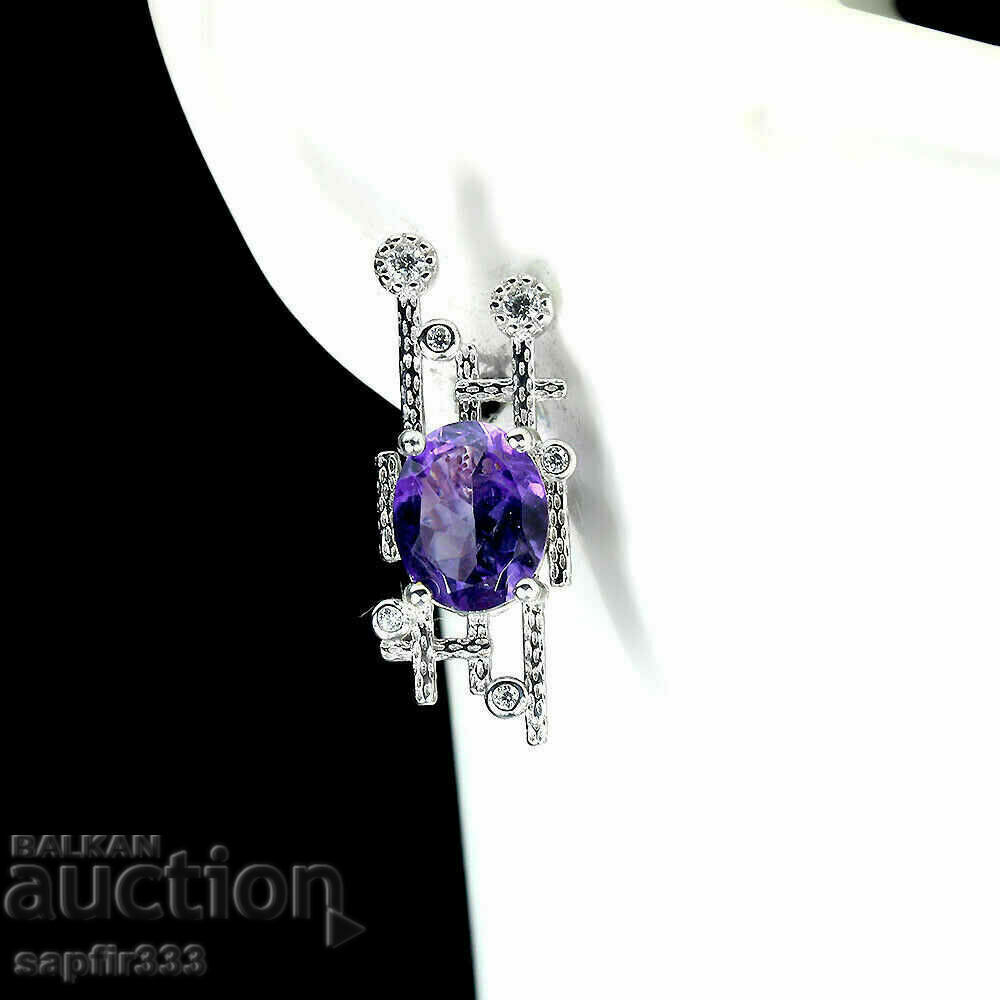 Auction ROYAL SILVER EARRINGS WITH NATURAL AMETHYSTS AND ZIRCONIA Auction ROYAL SILVER EARRINGS WITH NATURAL AMETHYSTS AND ZIRCONIA