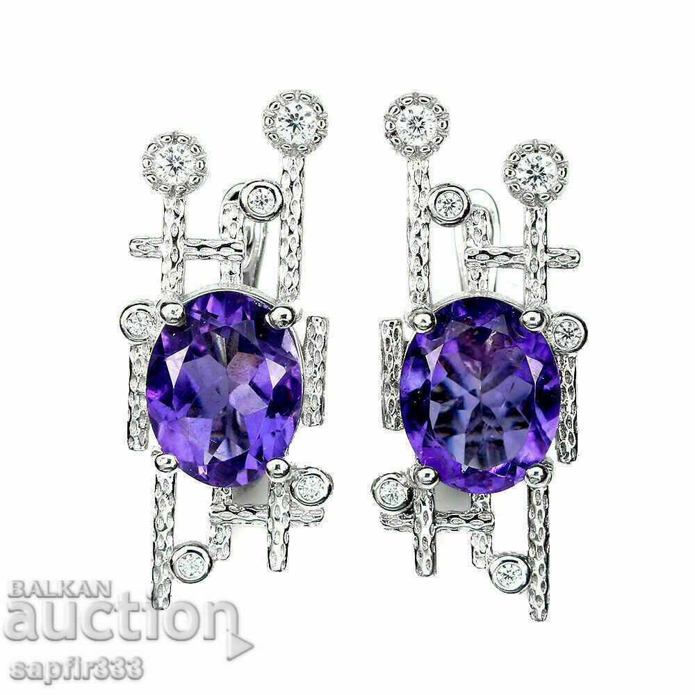 ROYAL SILVER EARRINGS WITH NATURAL AMETHYSTS AND ZIRCONIA