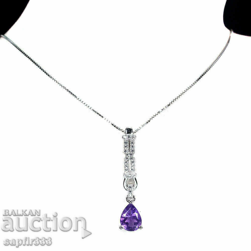 GENTLE AND SOPHISTICATED SILVER NECKLACE WITH AMETHYST AND ZIRCONIA with price 127.00 BGN | € 64.93 GENTLE AND SOPHISTICATED SILVER NECKLACE WITH AMETHYST AND ZIRCONIA with price 127.00 BGN | € 64.93