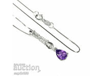 GENTLE AND SOPHISTICATED SILVER NECKLACE WITH AMETHYST AND ZIRCONIA