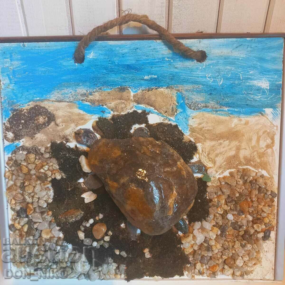 Picture turtle from sea stones