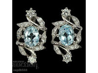 BEAUTIFUL SILVER EARRINGS WITH NATURAL BLUE TOPAZS AND ZIRCONIA