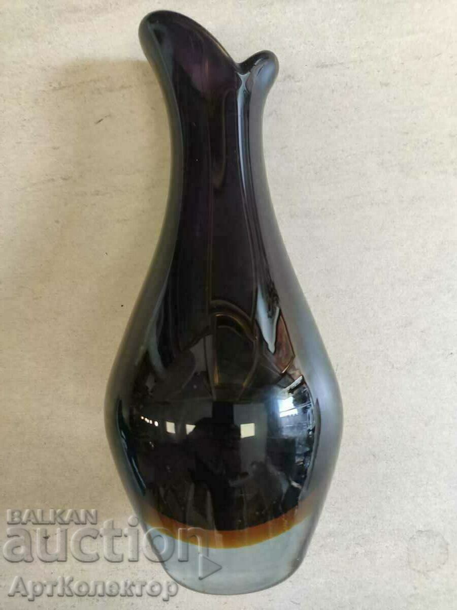 Стара стъклена морано / мурано ръчно изработена ваза