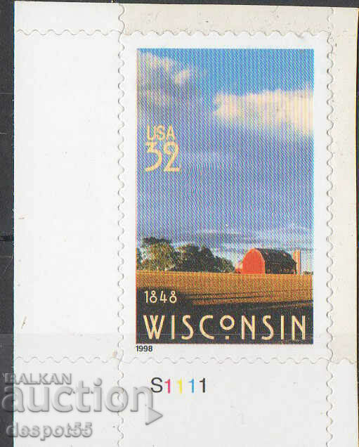 1998. United States. 150 of the statehood of Wisconsin. Self-adhesive.