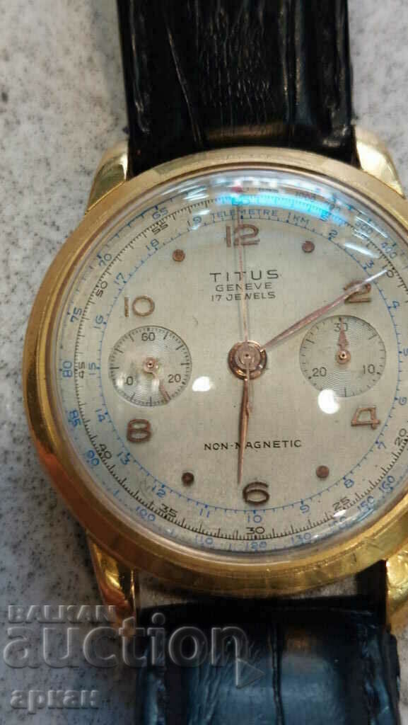 Titus Geneve gold-plated chronograph -Switzerland with price 1000.00 BGN | € 511.29 Titus Geneve gold-plated chronograph -Switzerland with price 1000.00 BGN | € 511.29