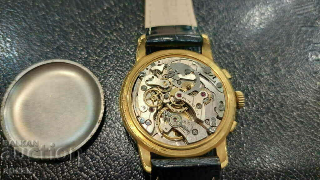 Auction Titus Geneve gold-plated chronograph -Switzerland Auction Titus Geneve gold-plated chronograph -Switzerland