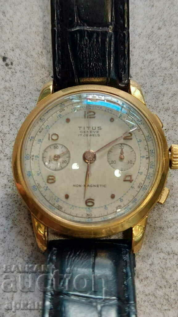 Titus Geneve gold-plated chronograph -Switzerland