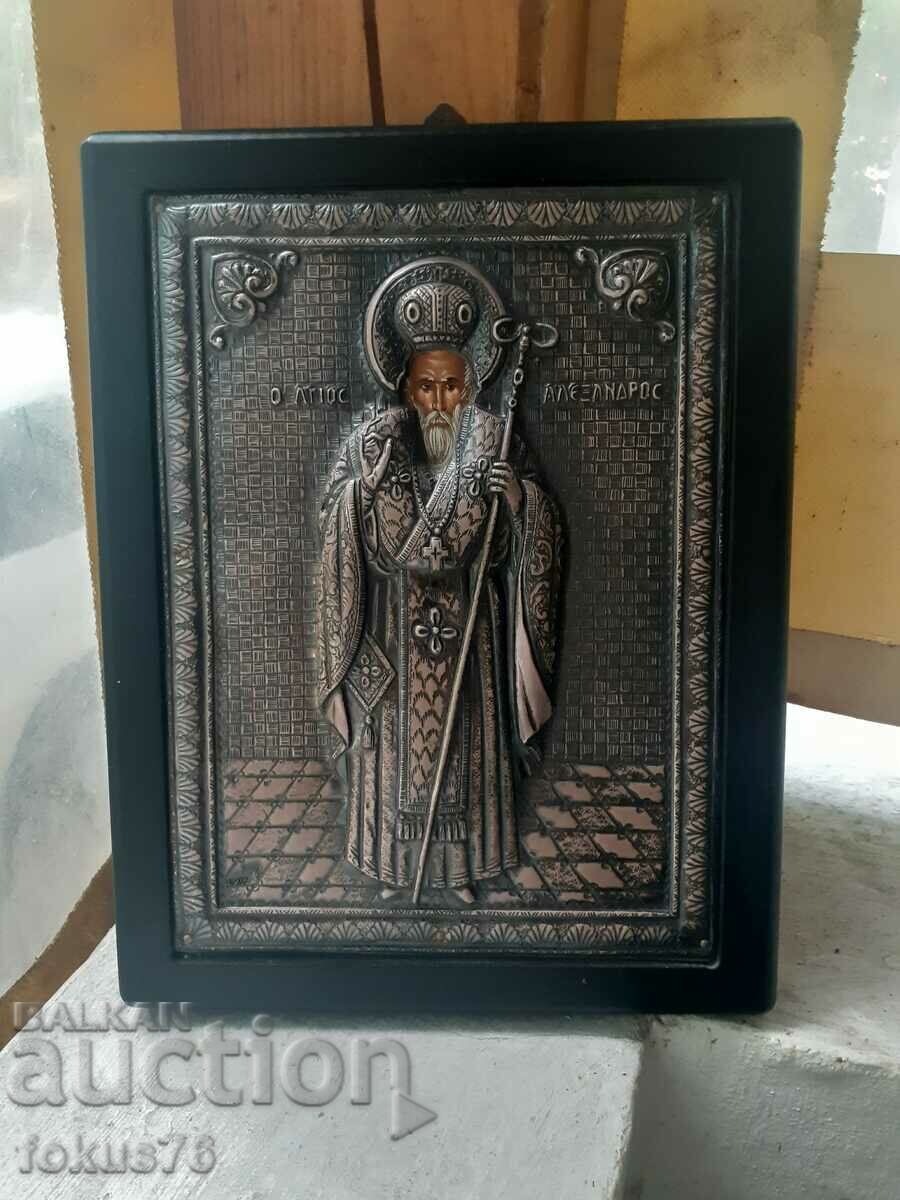 Old silver icon with certificate with price 190.00 BGN | € 97.15