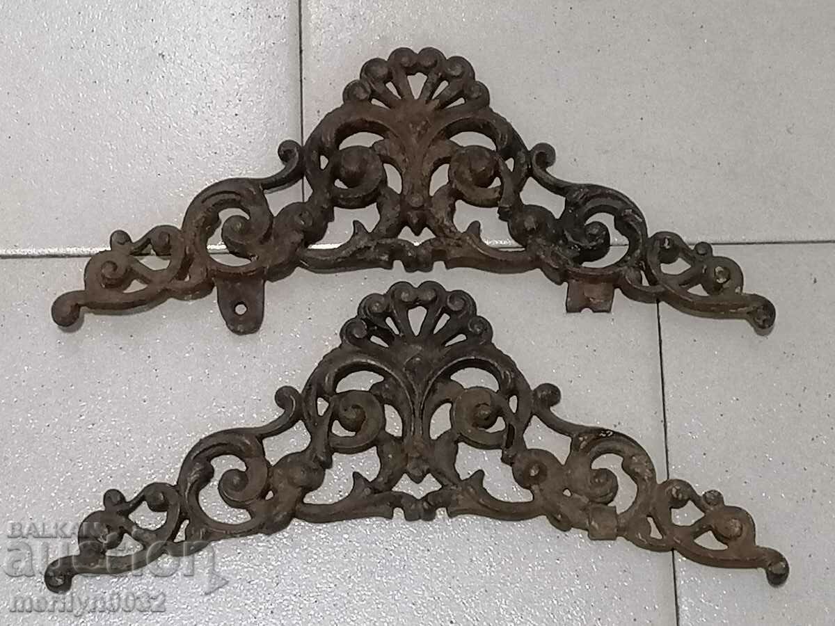 Decoration panel relief cast iron 2 pieces late 19th century bas-relief