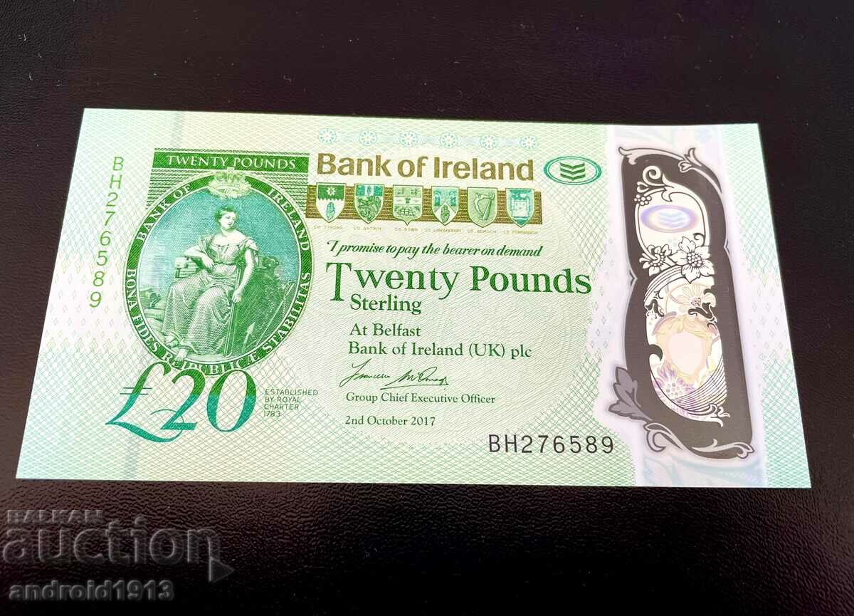 СЕВЕРНА ИРЛАНДИЯ BANK of IRELAND - 20 ПАУНДА 2017, P-92, UNC