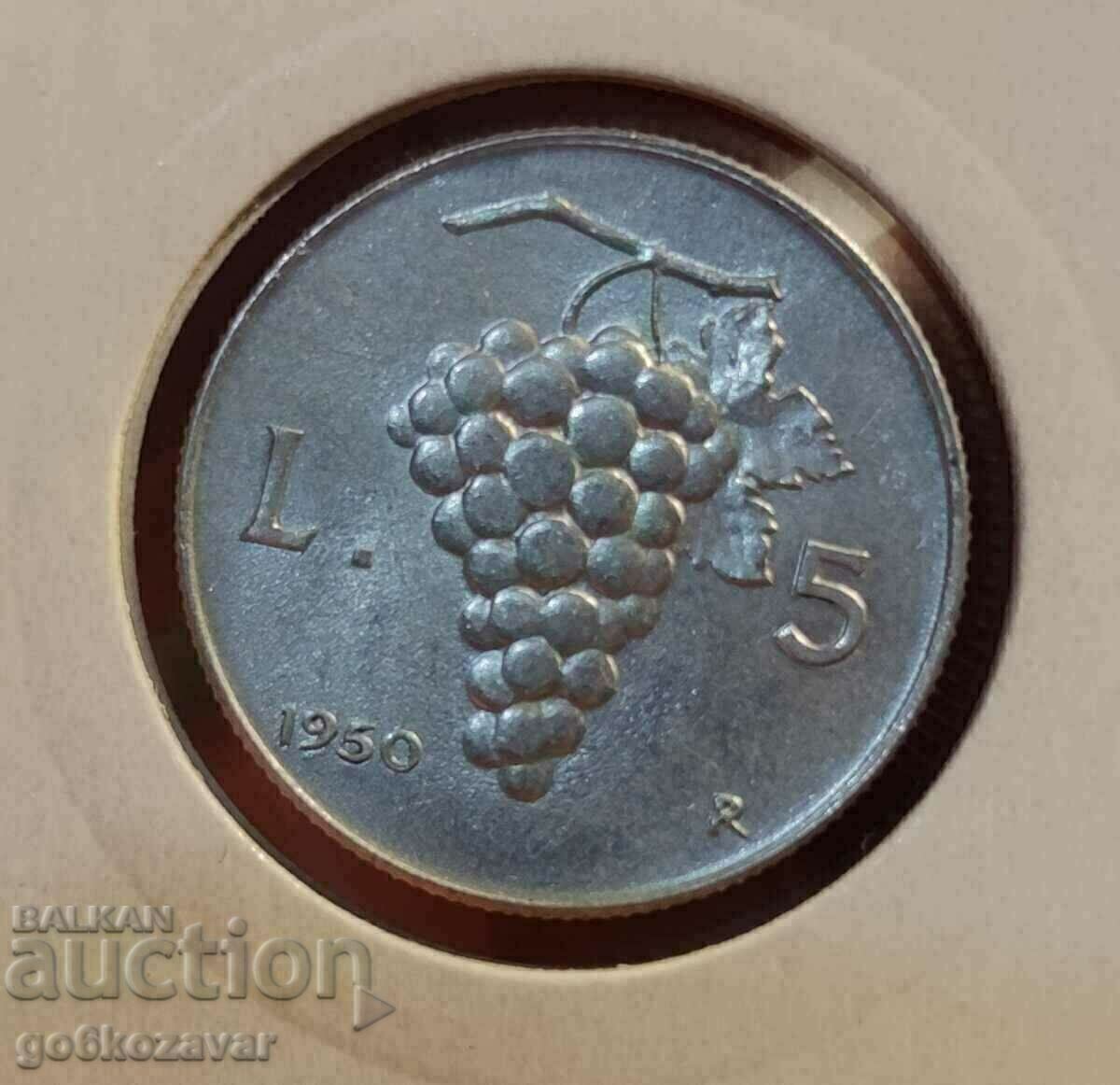 Italy 5 lira 1950 Top coin! with price 4.40 BGN | € 2.25