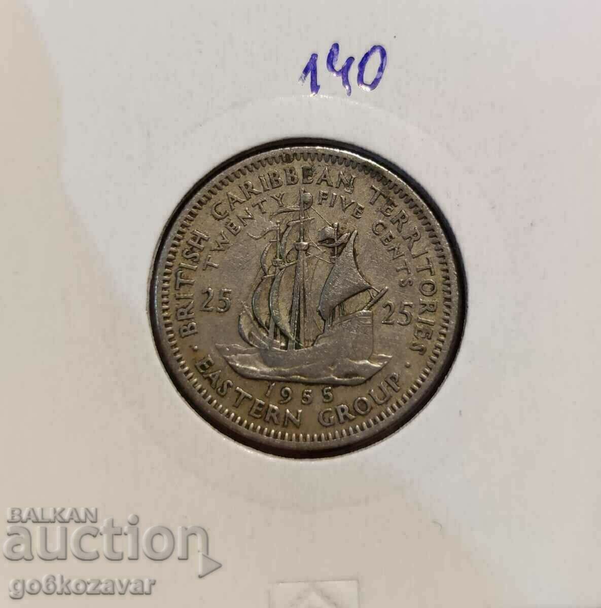 Eastern Caribbean 25 cents 1955