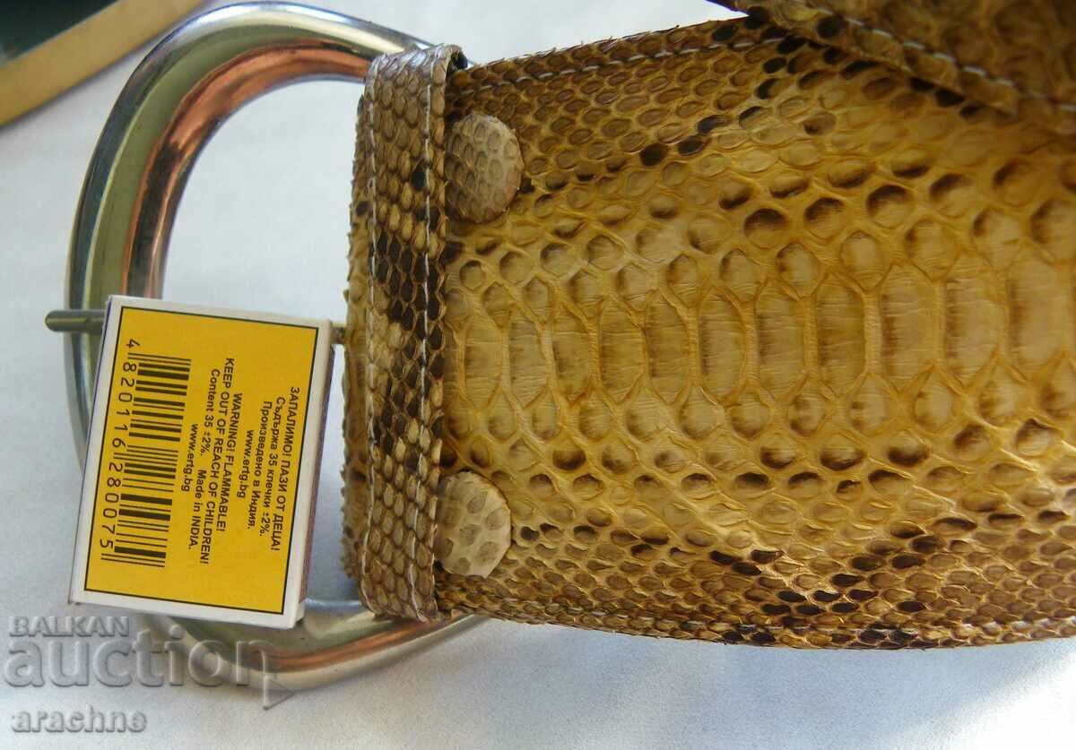 Wide belt made of genuine python leather with price 145.00 BGN | € 74.14 Wide belt made of genuine python leather with price 145.00 BGN | € 74.14