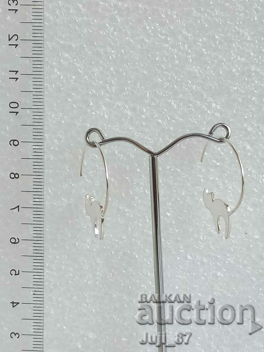 New silver cat earrings