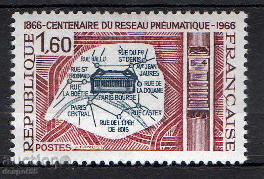 1966. France. 100 yards Paris pneumatic mail.