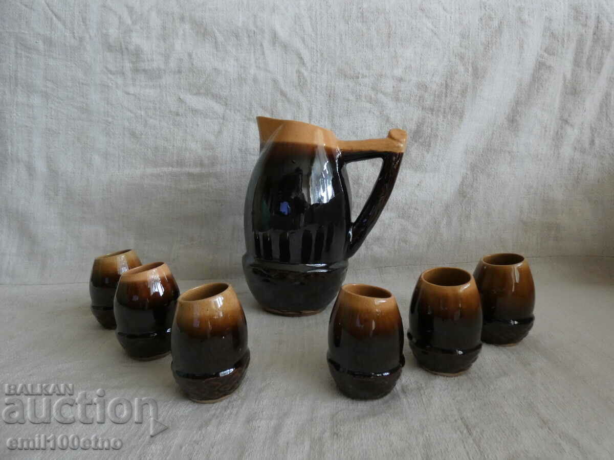 Сервиз Кана с 6 чаши с форма на жълъд българска керамика SP