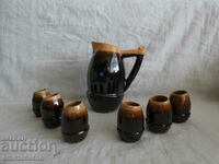 Service Jug with 6 glasses in the shape of an acorn Bulgarian ceramics SP