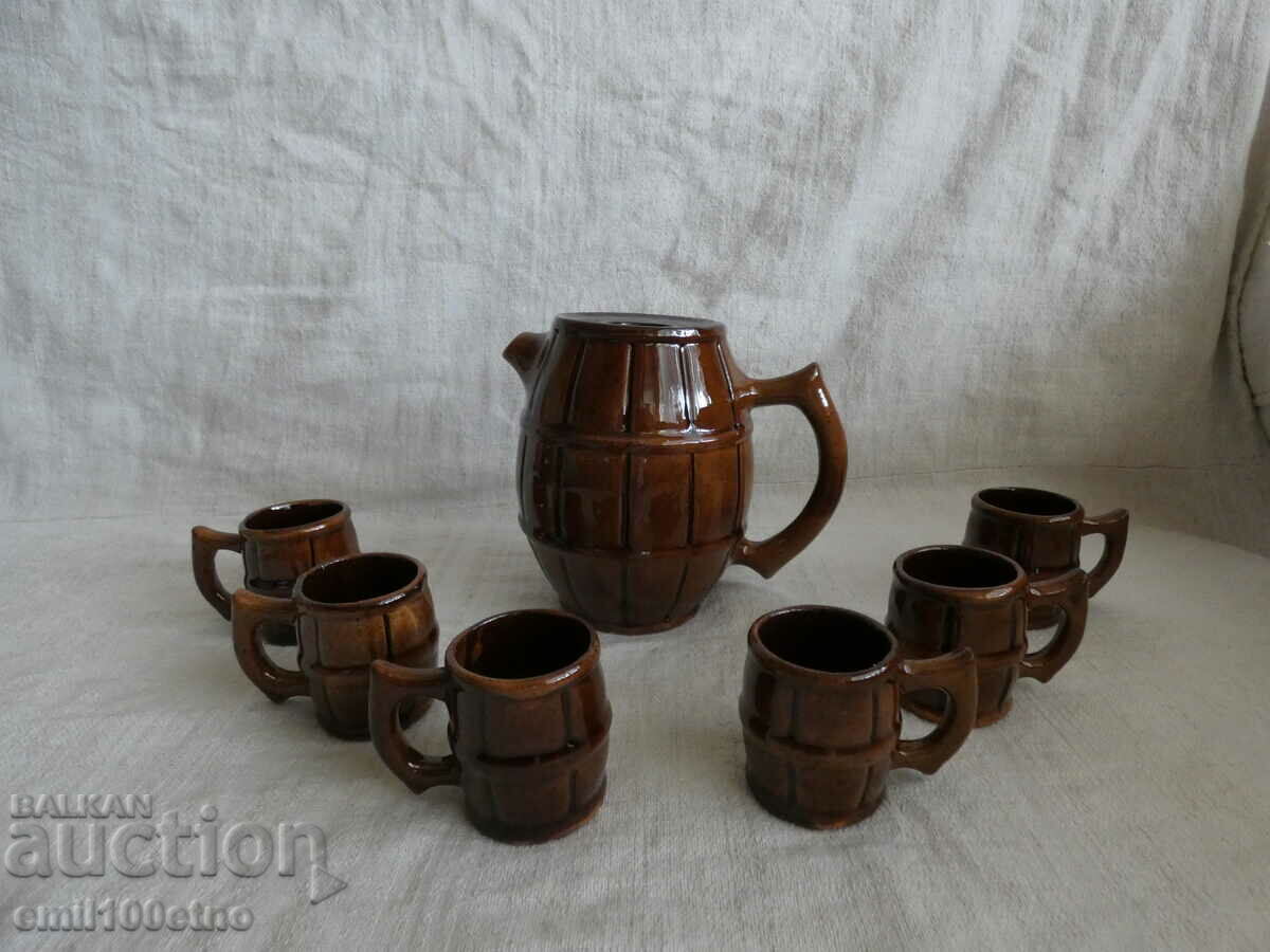 Сервиз Кана с 6 чаши с форма на буре българска керамика