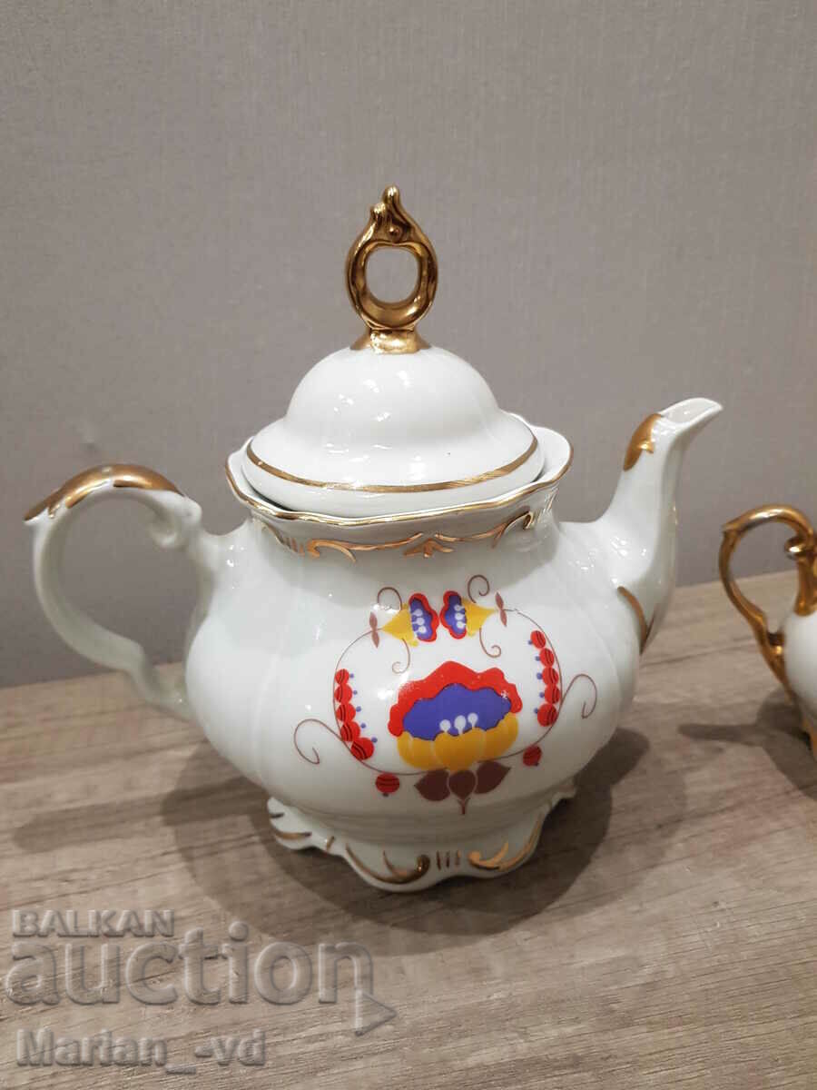 Βουλγαρική πορσελάνινη τσαγιέρα Vidin, κανάτα και μπολ ζάχαρης - 6 Βουλγαρική πορσελάνινη τσαγιέρα Vidin, κανάτα και μπολ ζάχαρης - 6