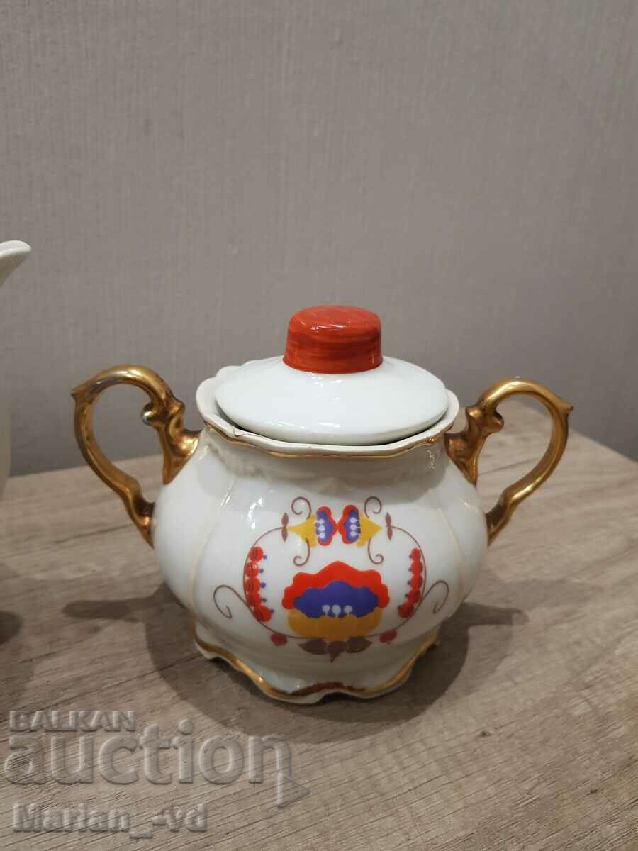 Βουλγαρική πορσελάνινη τσαγιέρα Vidin, κανάτα και μπολ ζάχαρης - 7 Βουλγαρική πορσελάνινη τσαγιέρα Vidin, κανάτα και μπολ ζάχαρης - 7