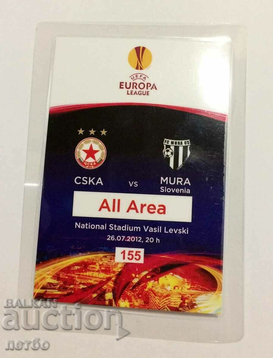 Εισιτήριο ποδοσφαίρου ΤΣΣΚΑ-Μούρα Σλοβενίας 2012 LE