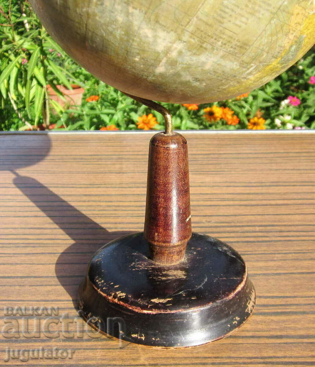 Delivery of vintage Bulgarian tabletop wooden globe map of the world