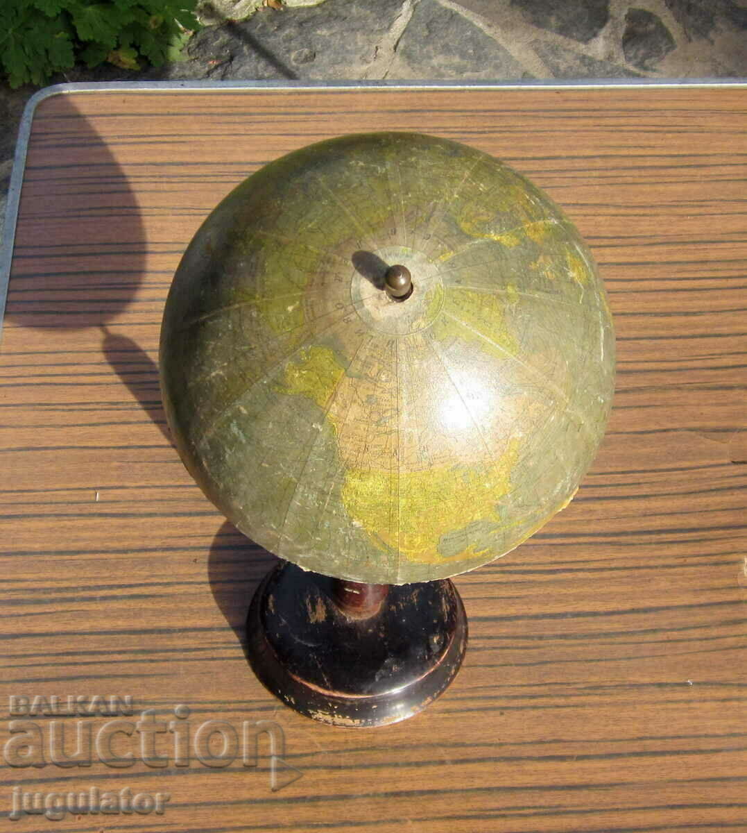 vintage Bulgarian tabletop wooden globe map of the world - 5