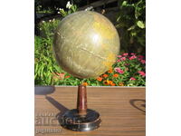 vintage Bulgarian tabletop wooden globe map of the world