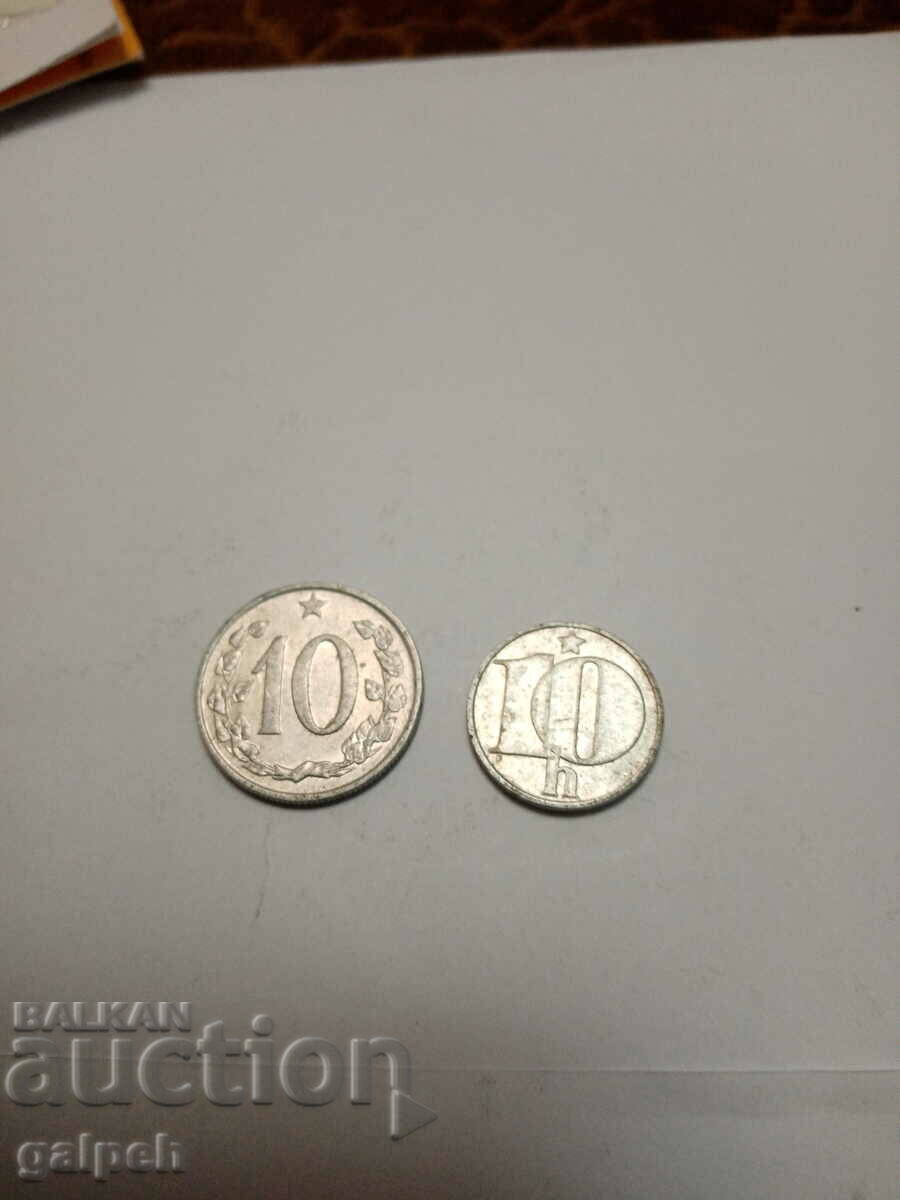 CZECHOSLOVAKIA COINS - 10 HELLER - 2 pcs. - BGN 0.7