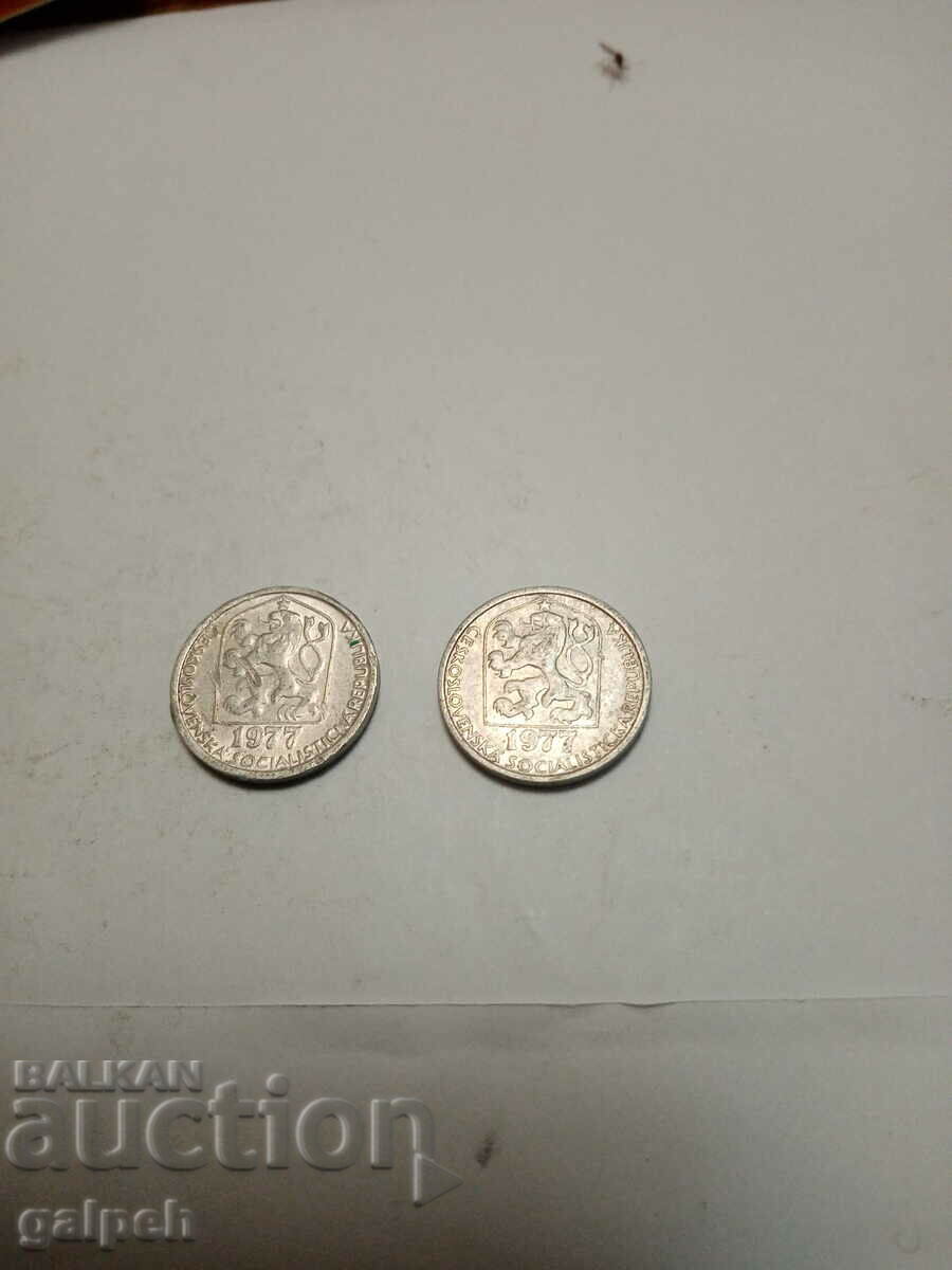 CZECHOSLOVAKIA COINS - 10 HELLER - 1977 - 2 pcs. - BGN 0.4 with price 0.40 BGN | € 0.20