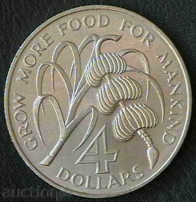 4 долара 1970  FAO, Барбадос