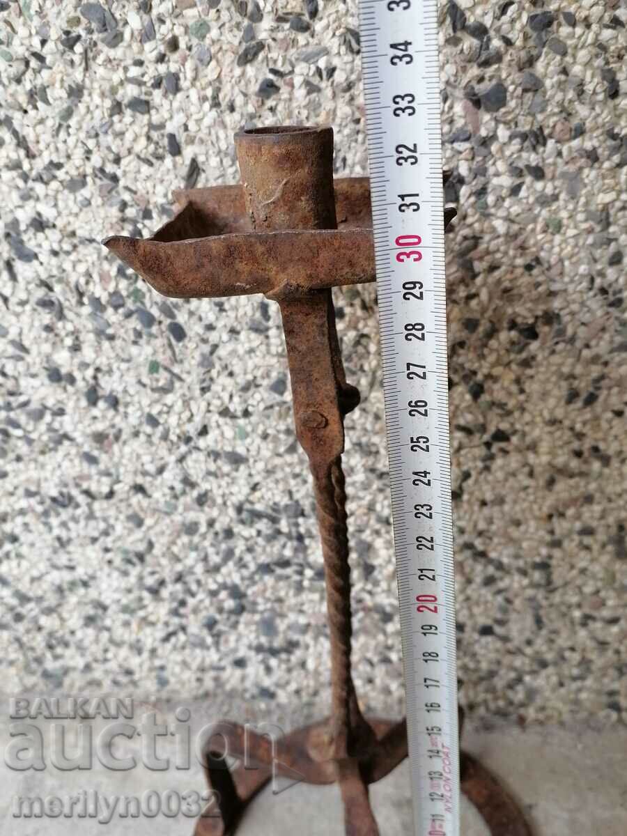 Auction Ancient Candlestick 18th Century Wrought Iron Lamp Primitive Auction Ancient Candlestick 18th Century Wrought Iron Lamp Primitive