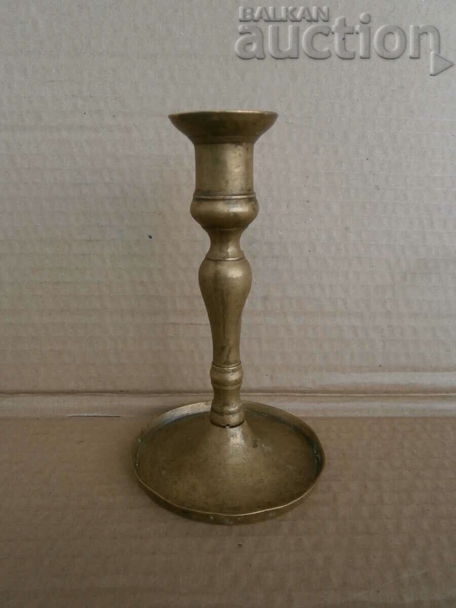 Старинен възрожденски бронзов свещник  лампа - 19-ти век