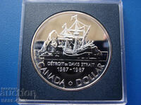 RS(43)  Канада  1  Долар  1987  Сребро 23,32 грама  UNC Rare