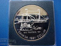 RS(43)  Канада  1  Долар  1991  Сребро 23,32 грама  UNC Rare