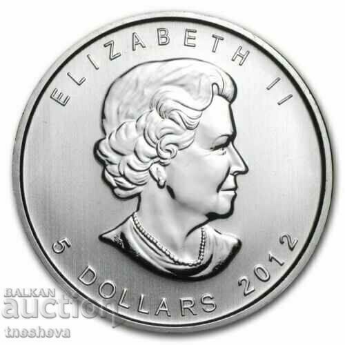 SILVER -1 OUNCE -5 DOLLARS CANADA - 2012 -UNC with price 186.00 BGN | € 95.10 SILVER -1 OUNCE -5 DOLLARS CANADA - 2012 -UNC with price 186.00 BGN | € 95.10