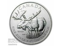 СРЕБРО  -1 УНЦИЯ -5 Долара КАНАДА - 2012 г -UNC