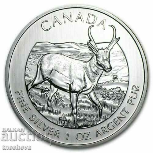 SILVER -1 OUNCE -5 DOLLARS CANADA - 2013 -UNC