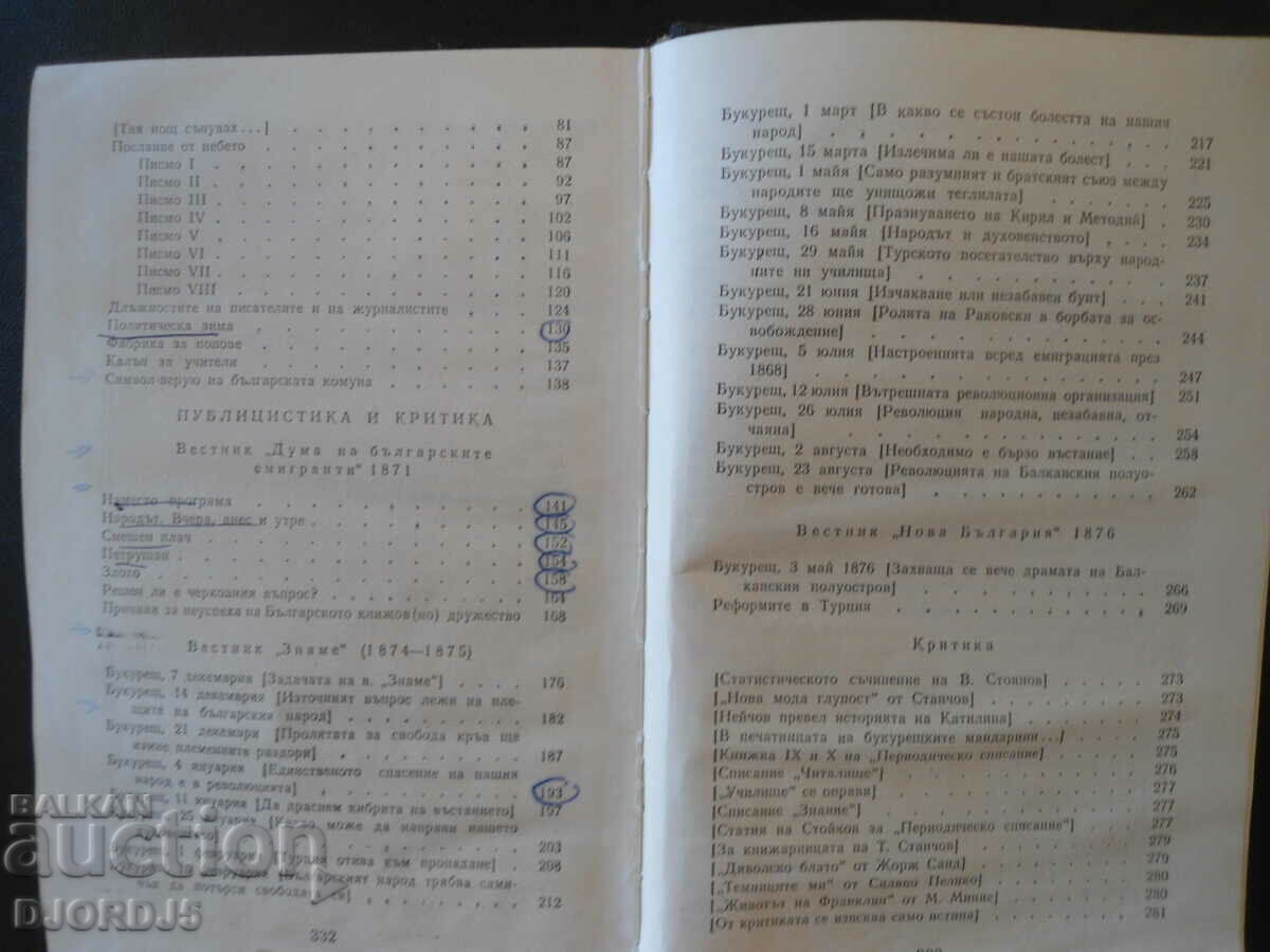 Παράδοση Hristo Botev, ποιήματα, δημοσιογραφία, γράμματα