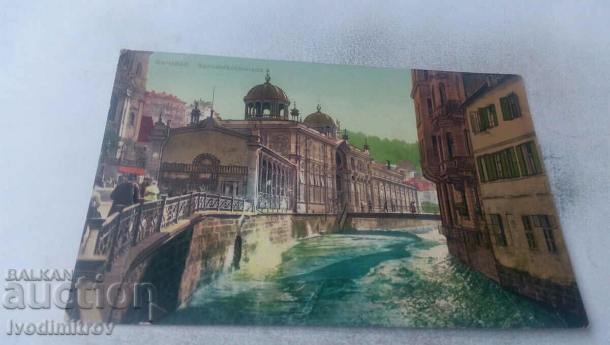 Postcard Karlsbad Sprudelkollonnade