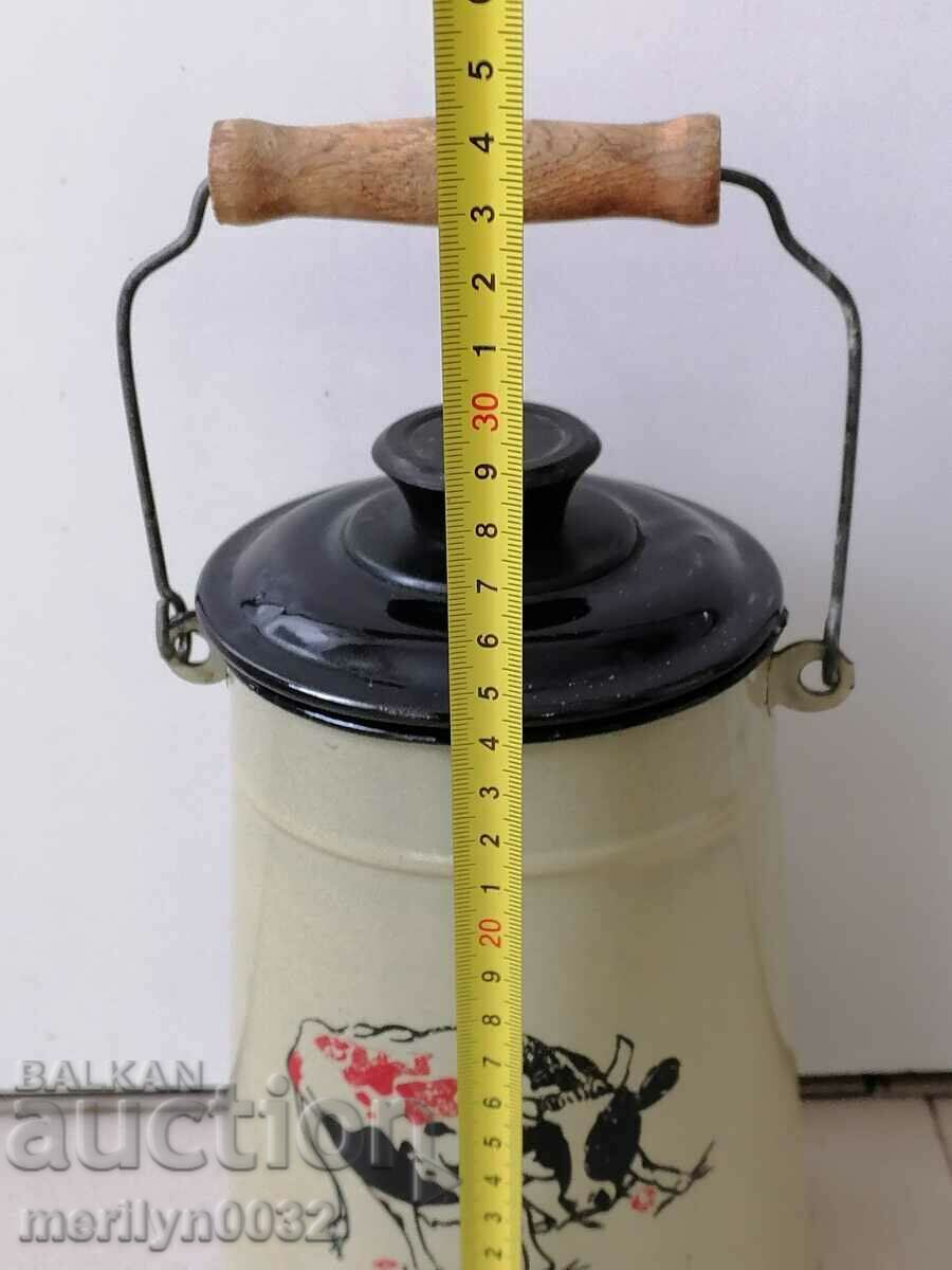 Enamel juice jug with lid, milk jug, hand painted vessel - 5 Enamel juice jug with lid, milk jug, hand painted vessel - 5