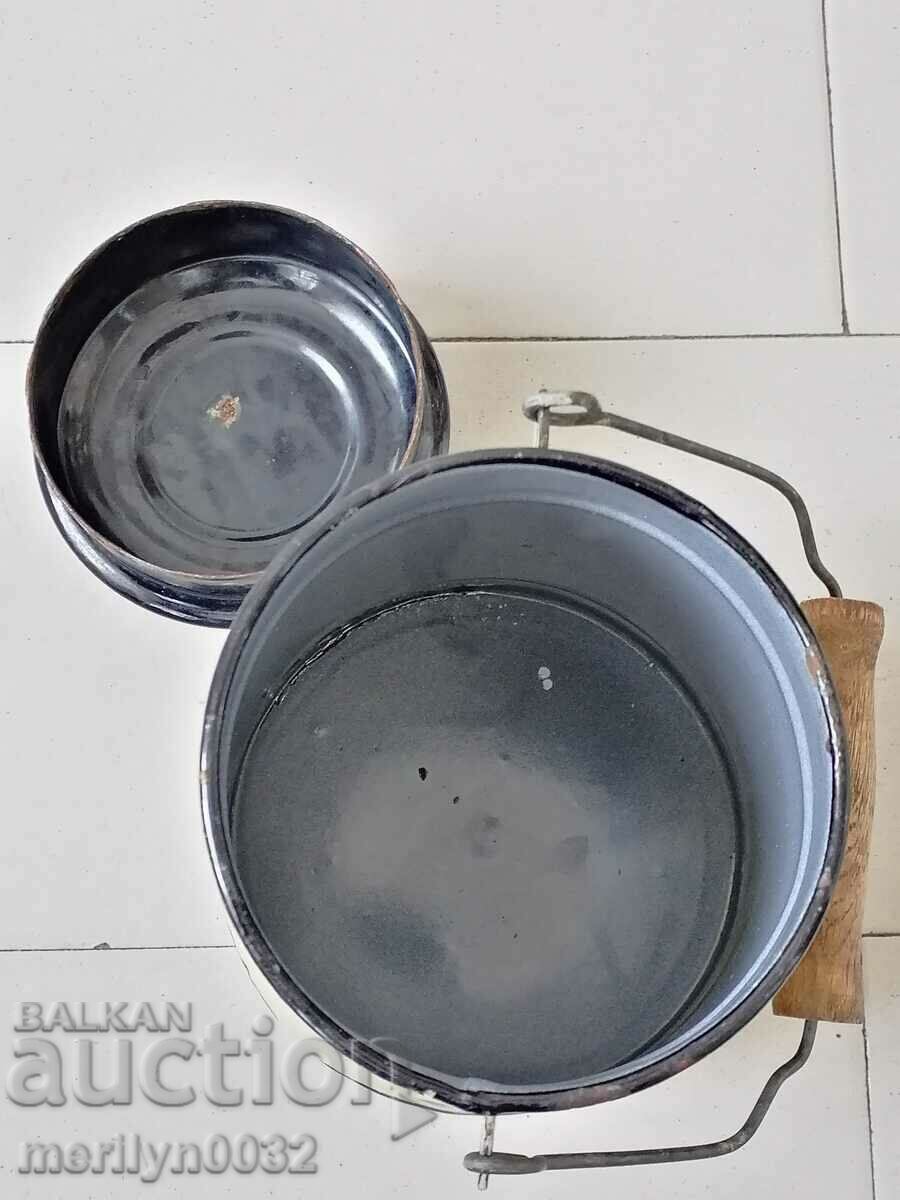 Enamel juice jug with lid, milk jug, hand painted vessel - 6 Enamel juice jug with lid, milk jug, hand painted vessel - 6