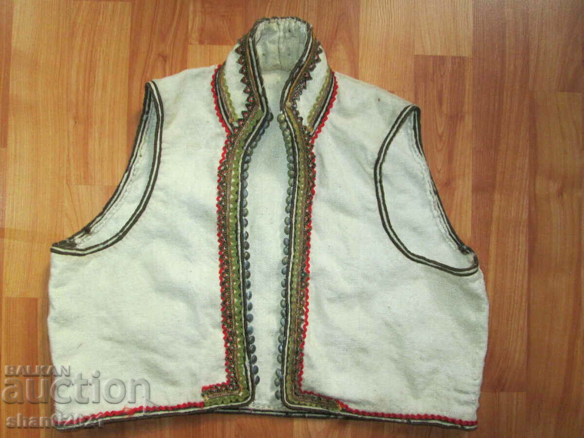 19ος αι. Παλιό αυθεντικό γιλέκο κοστουμιών - μπρούτζινα κουμπιά και πούλιες
