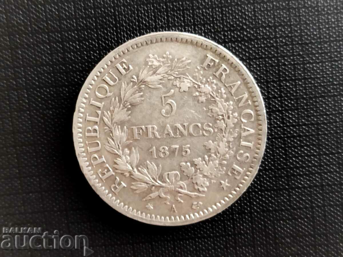 Κέρμα Γαλλίας 5 φράγκα ασήμι 1875